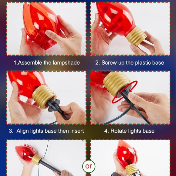 Jumbo C9 Christmas Pathway Light - 8.5 Ft 5 LED C9 Lights, C7 Lights  Multicolor - Picture 6 of 6